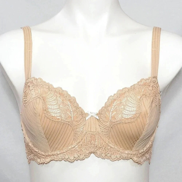 34DDD Paramour 115353 Stripe Delight UW Bra Fawn Nude NWT - Picture 1 of 14